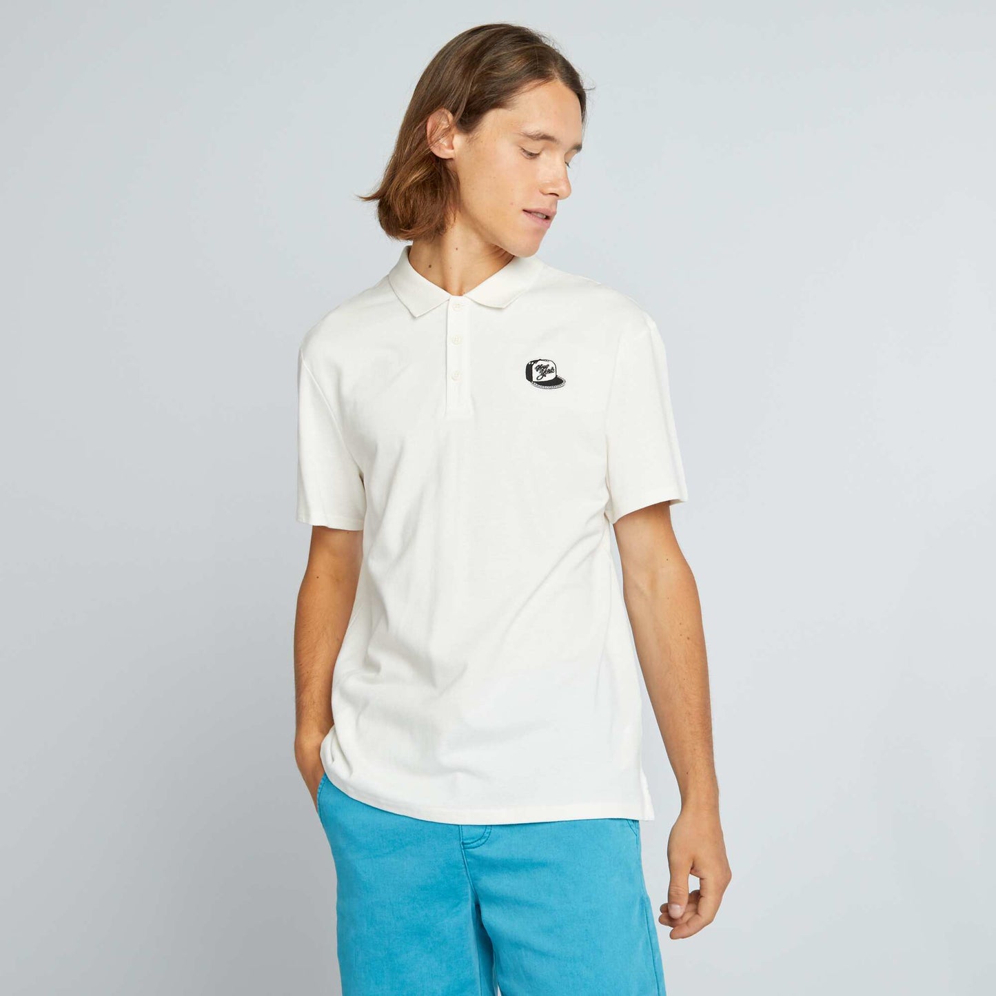 Cotton piqué polo shirt WHITE