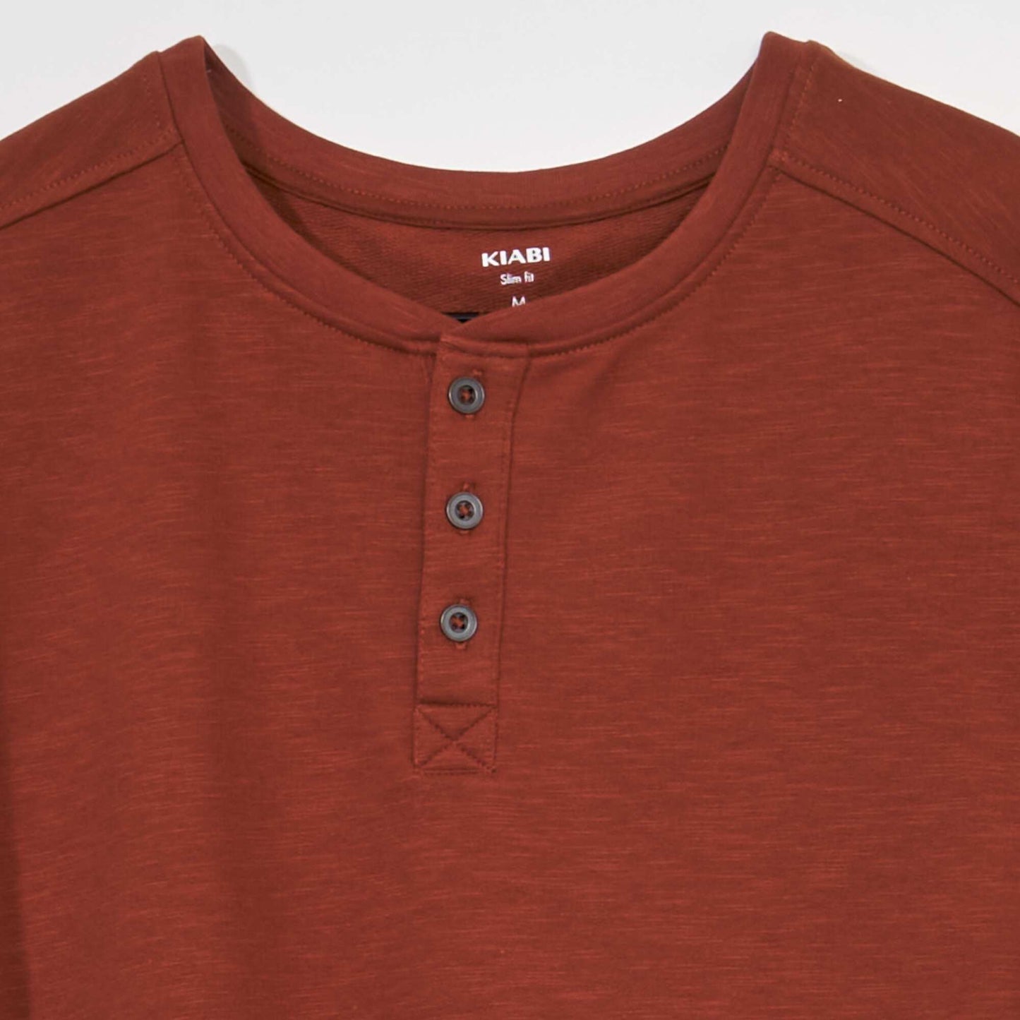 Plain henley collar T-shirt brown