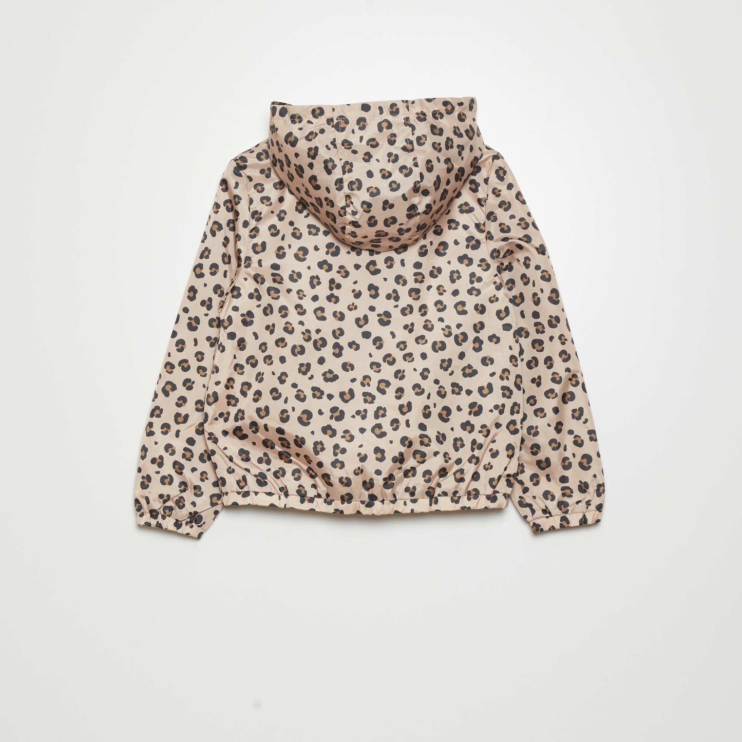 Hooded leopard print windcheater BEIGE