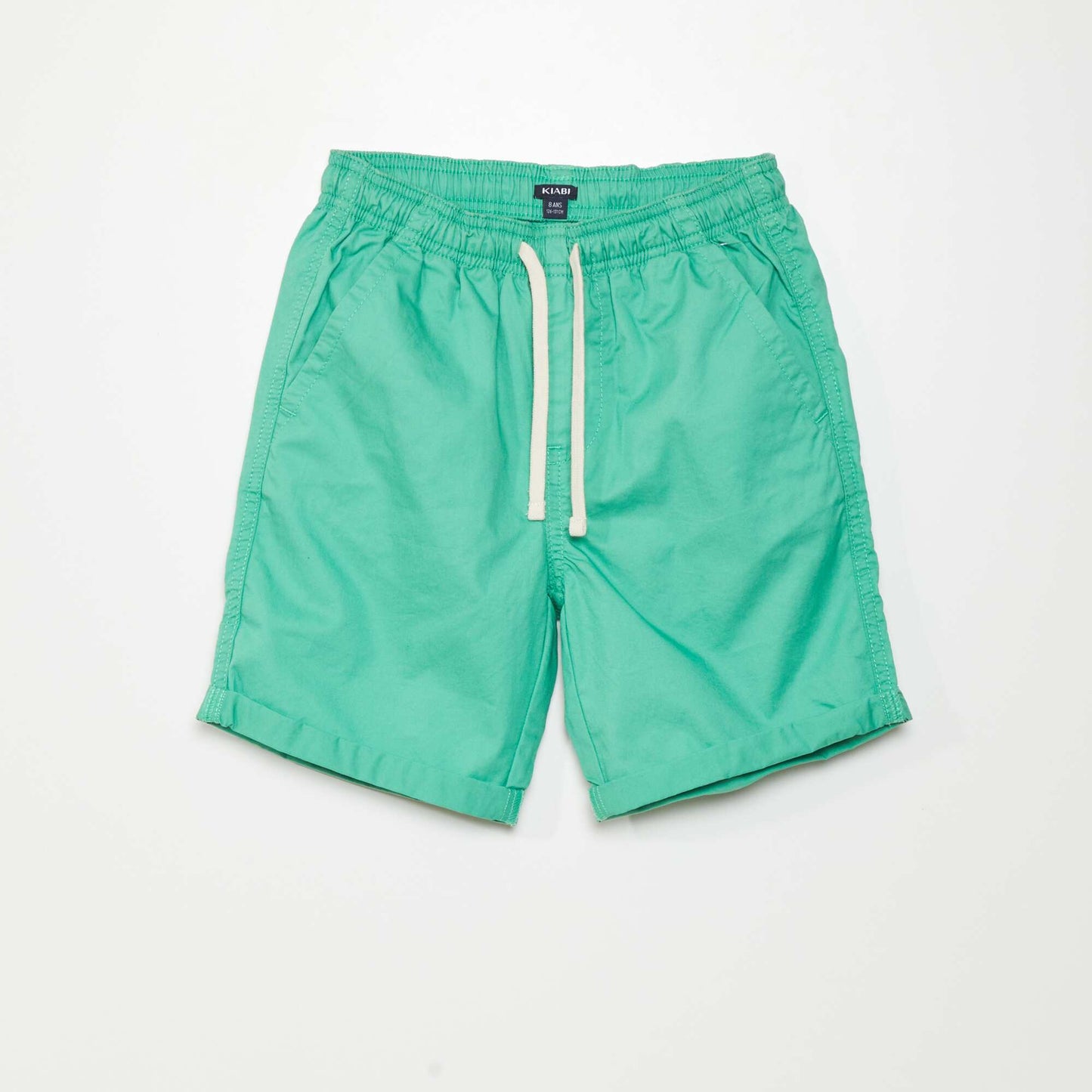 Straight-cut block colour Bermuda shorts GREEN