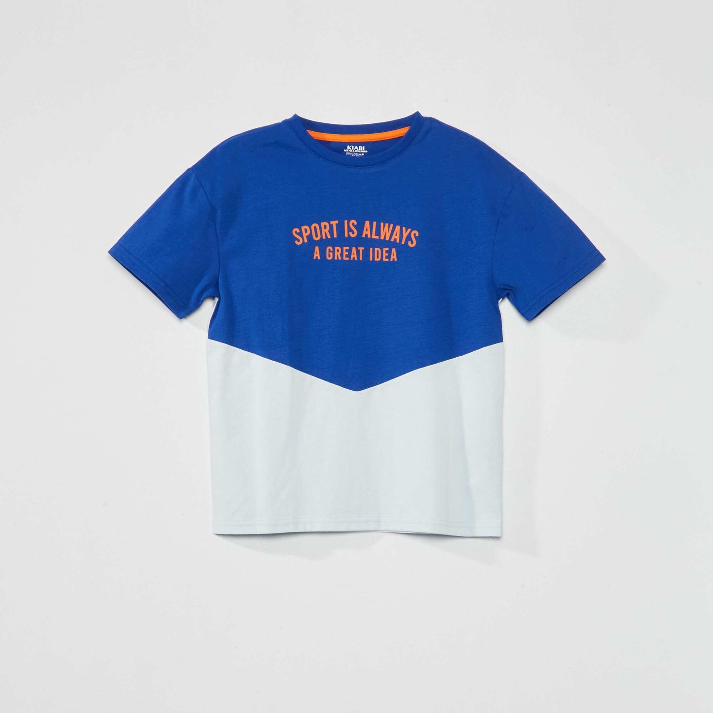 Colour-block jersey T-shirt BLUE