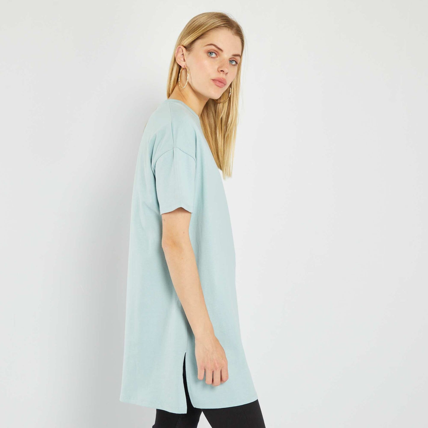 Plain short-sleeved T-shirt BLUE