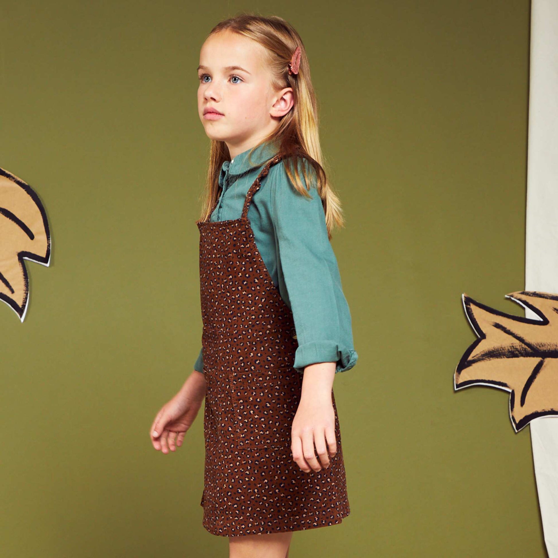 Kiabi | Corduroy leopard print dungaree dress BROWN | Saudi Arabia Kiabi KSA Kiabi | Corduroy leopard print dungaree dress BROWN | Saudi Arabia Kiabi KSA