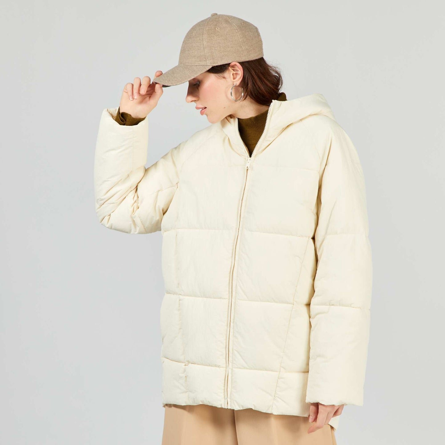 Quilted padded coat BEIGE