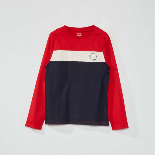 Long-sleeved colour block T-shirt REDTYPORON