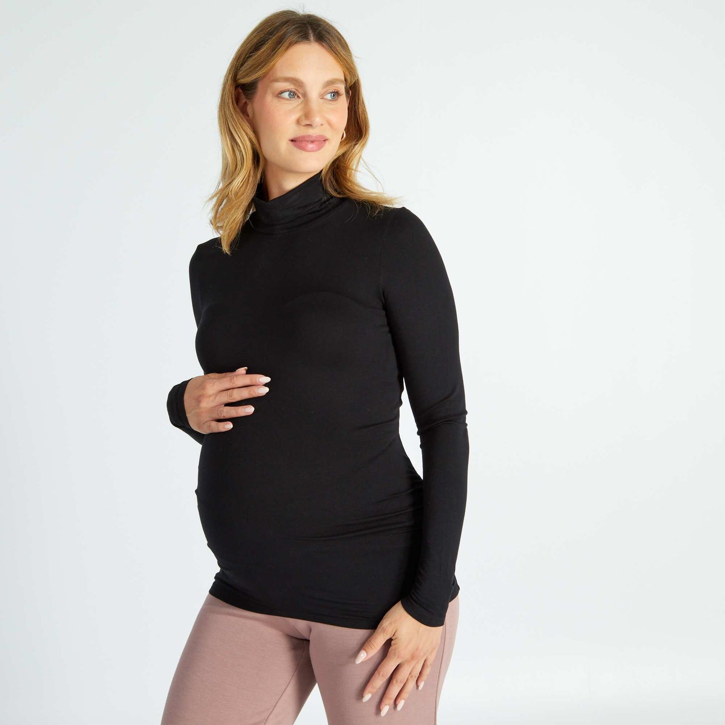 High-neck maternity T-shirt black