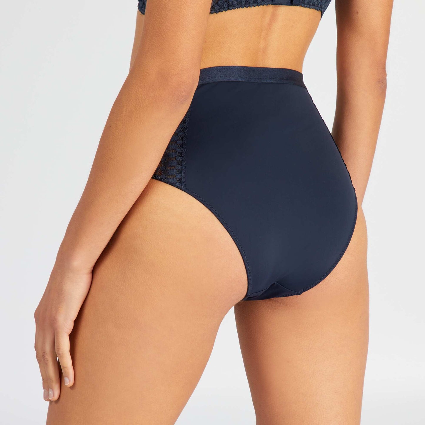 High-waisted microfibre and lace briefs SAPP BLUE