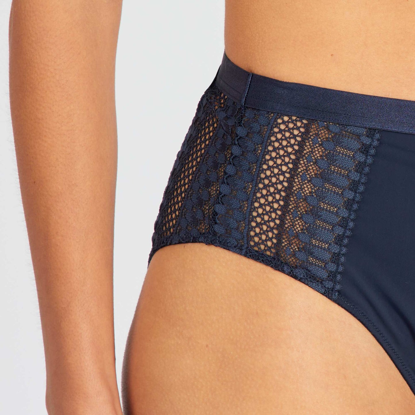 High-waisted microfibre and lace briefs SAPP BLUE