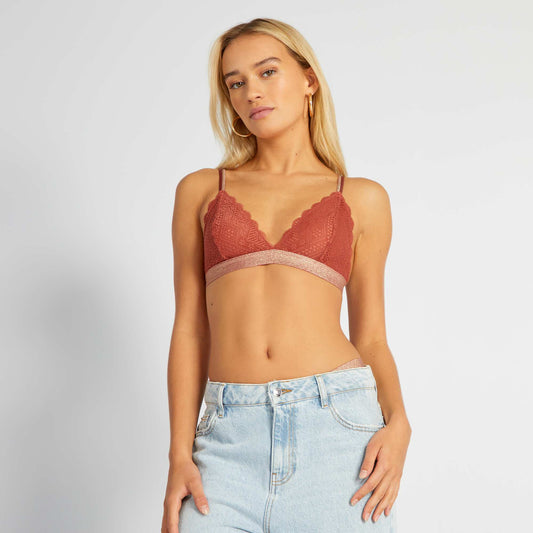 Lace triangle bra RED