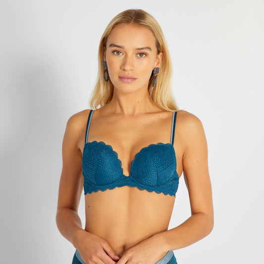Lace push-up bra dark blue