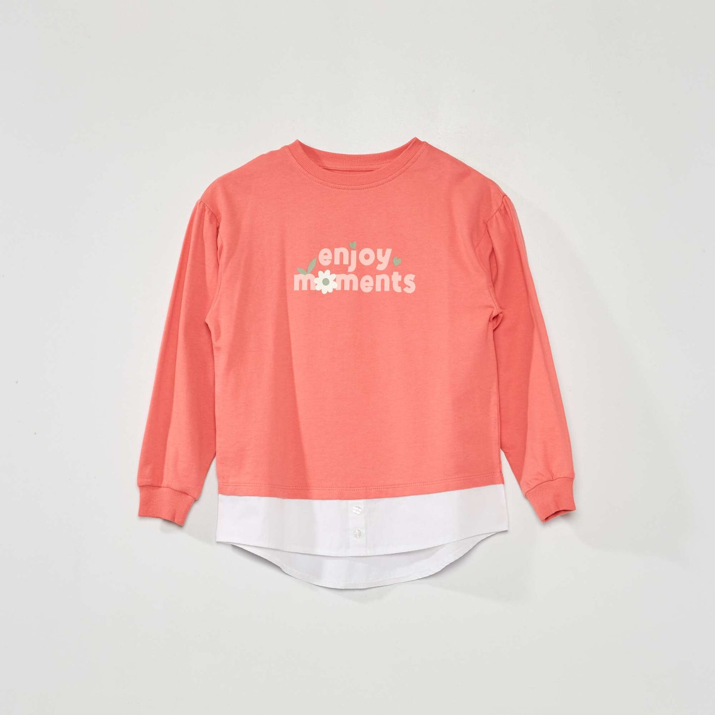 2-in-1 effect jersey knit T-shirt PINK