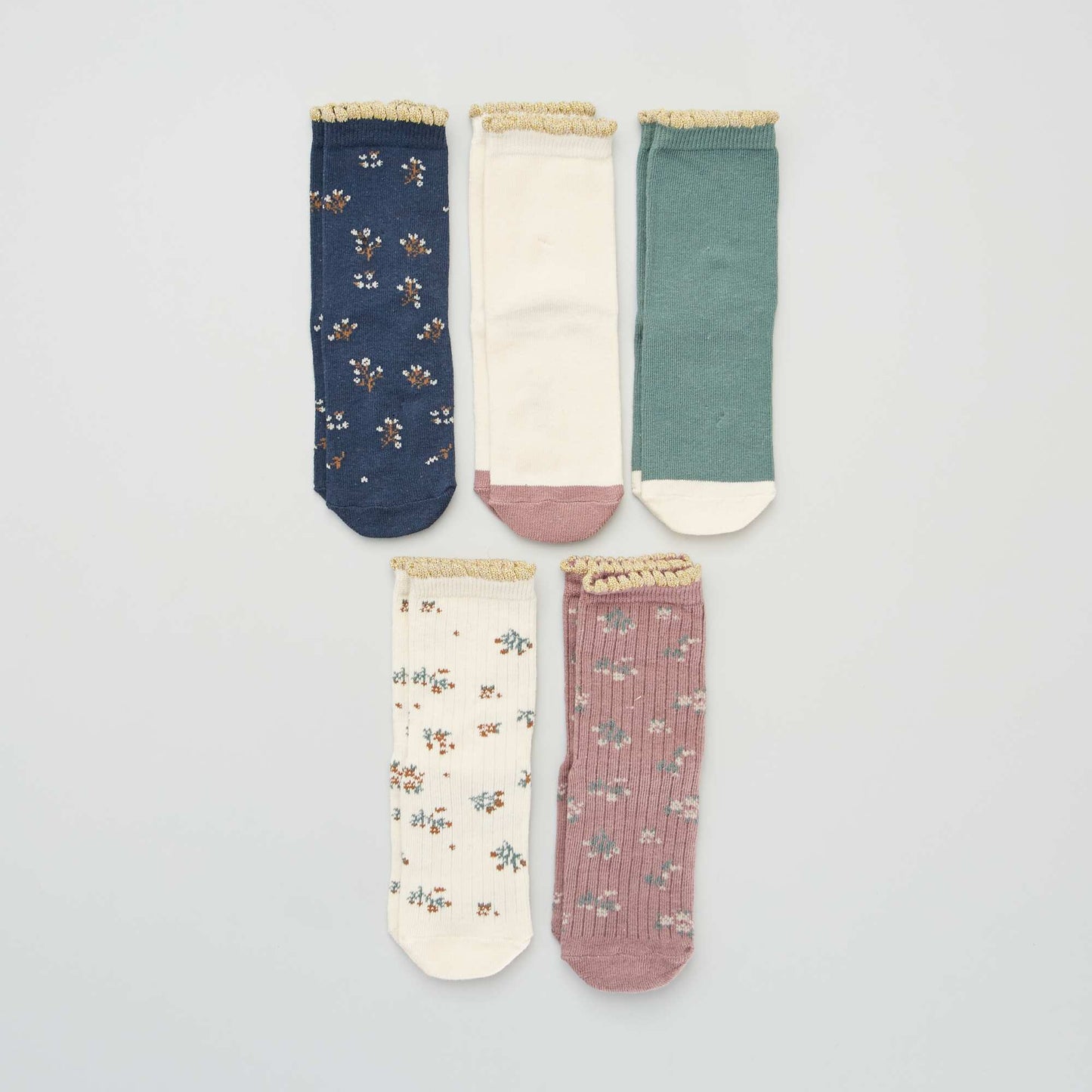 Pack of 5 pairs of printed socks PINK