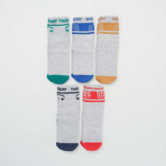 Pack of 5 pairs of 'days of the week' socks GREY