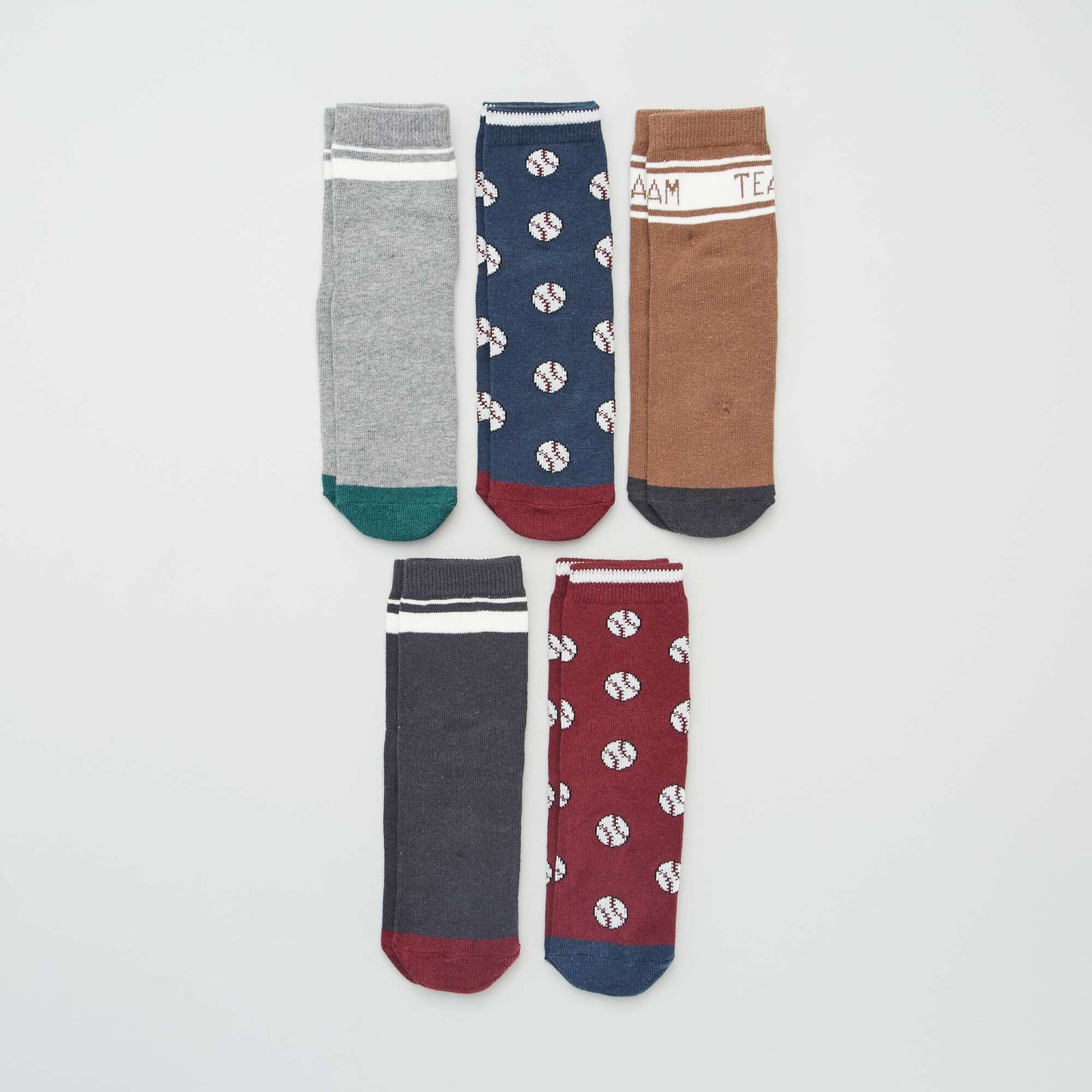 Pack of 5 pairs of sport-style socks RED