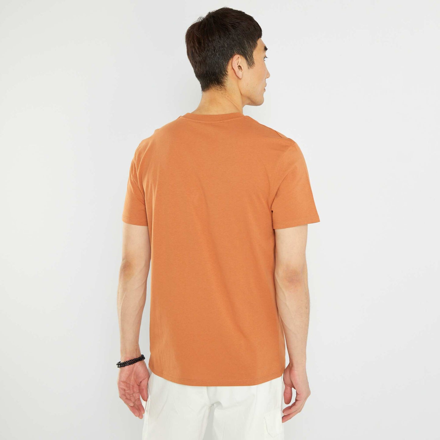 Short-sleeved printed T-shirt rust orange