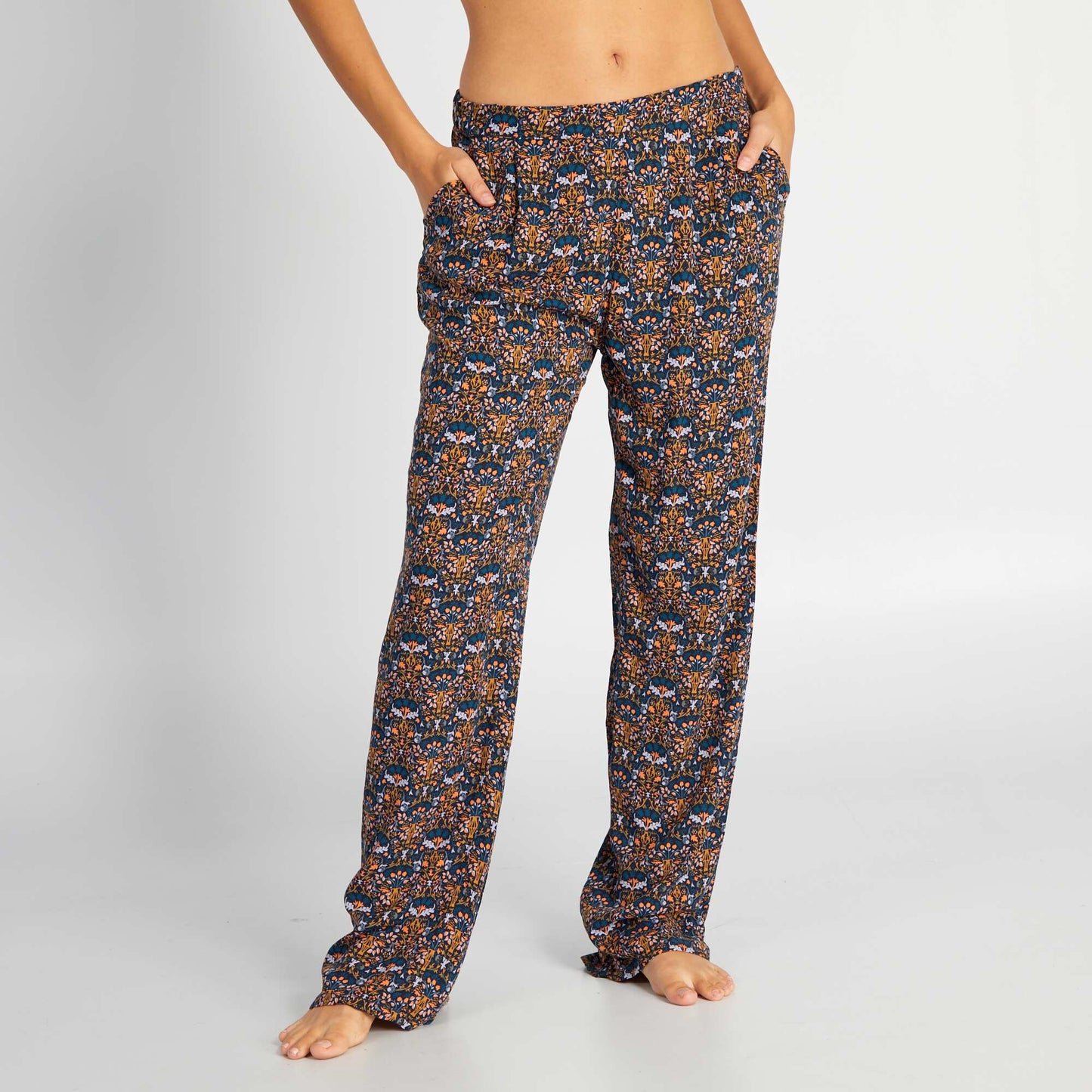 Flowing printed pyjama bottoms BLUE