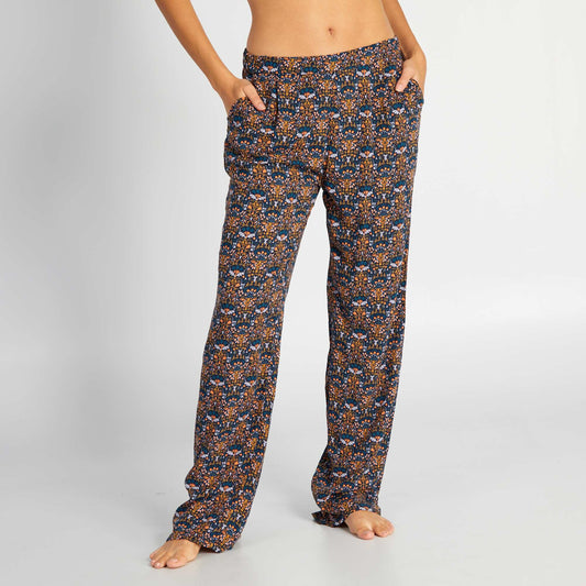 Flowing printed pyjama bottoms BLUE