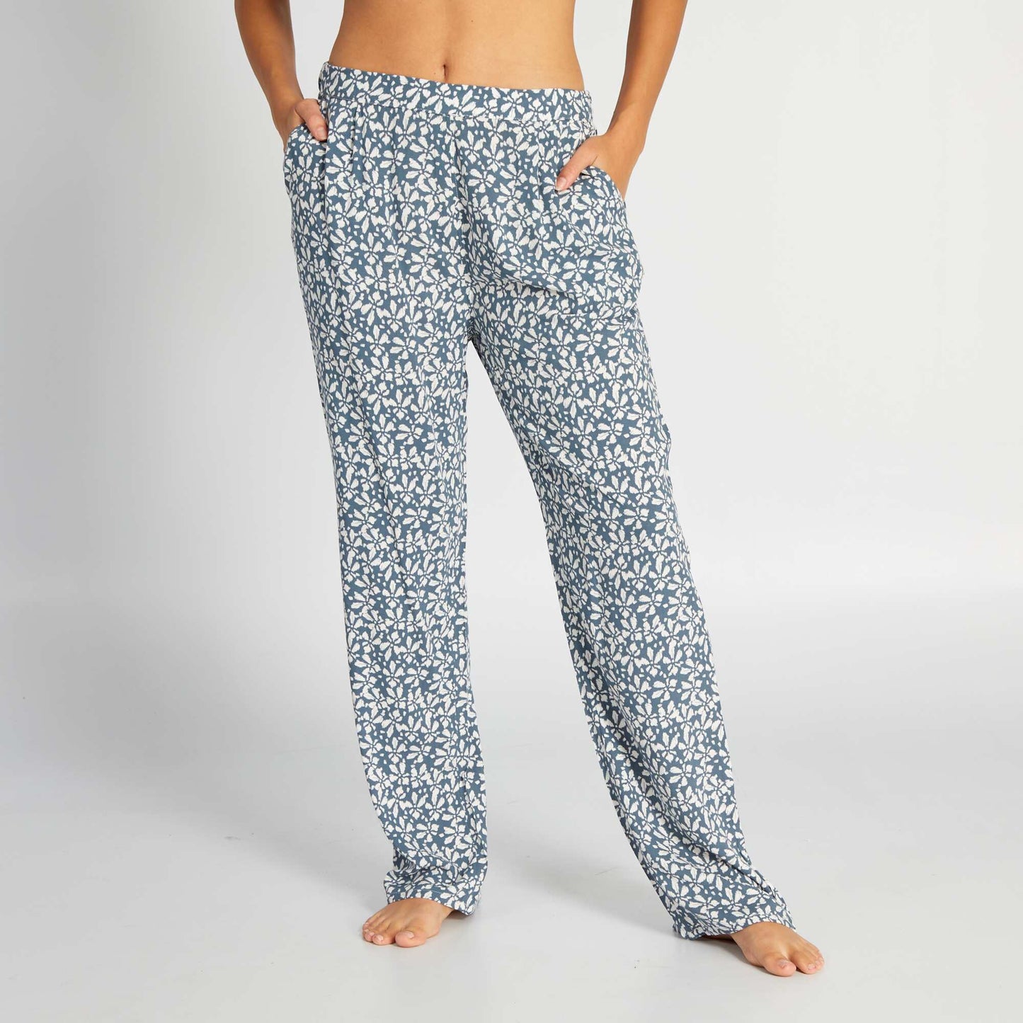 Flowing printed pyjama bottoms BLUE