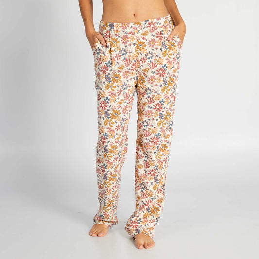 Flowing printed pyjama bottoms BEIGE