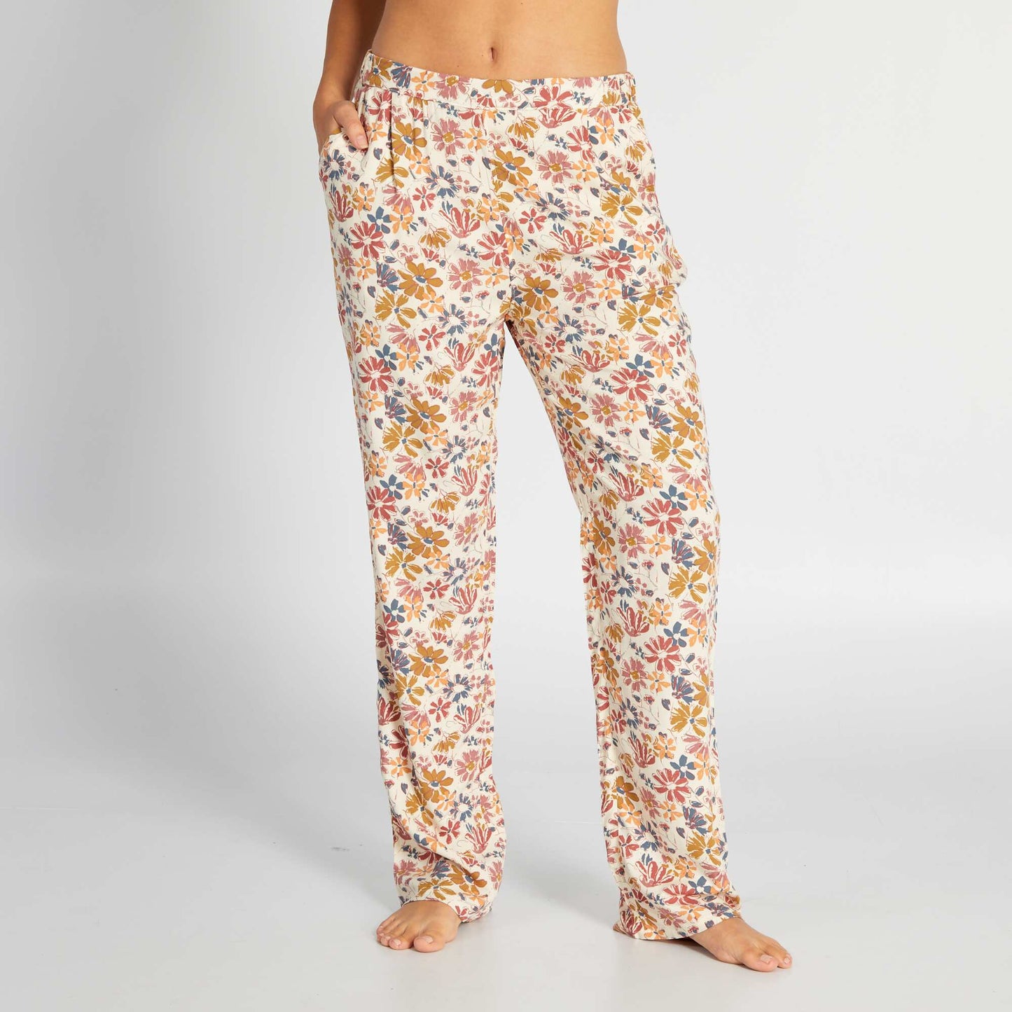 Flowing printed pyjama bottoms BEIGE