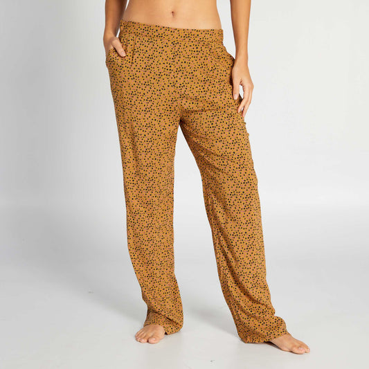 Flowing printed pyjama bottoms BROWN