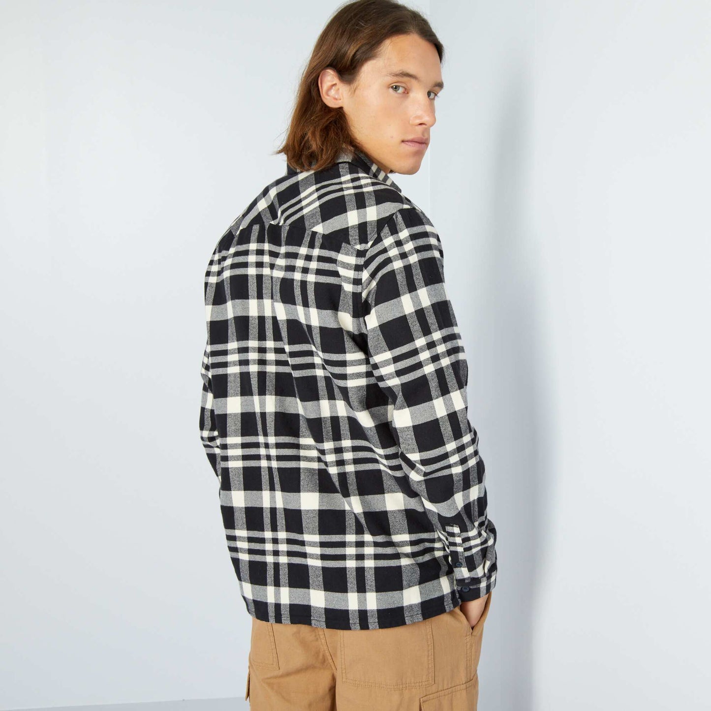 Checked flannel shirt Black