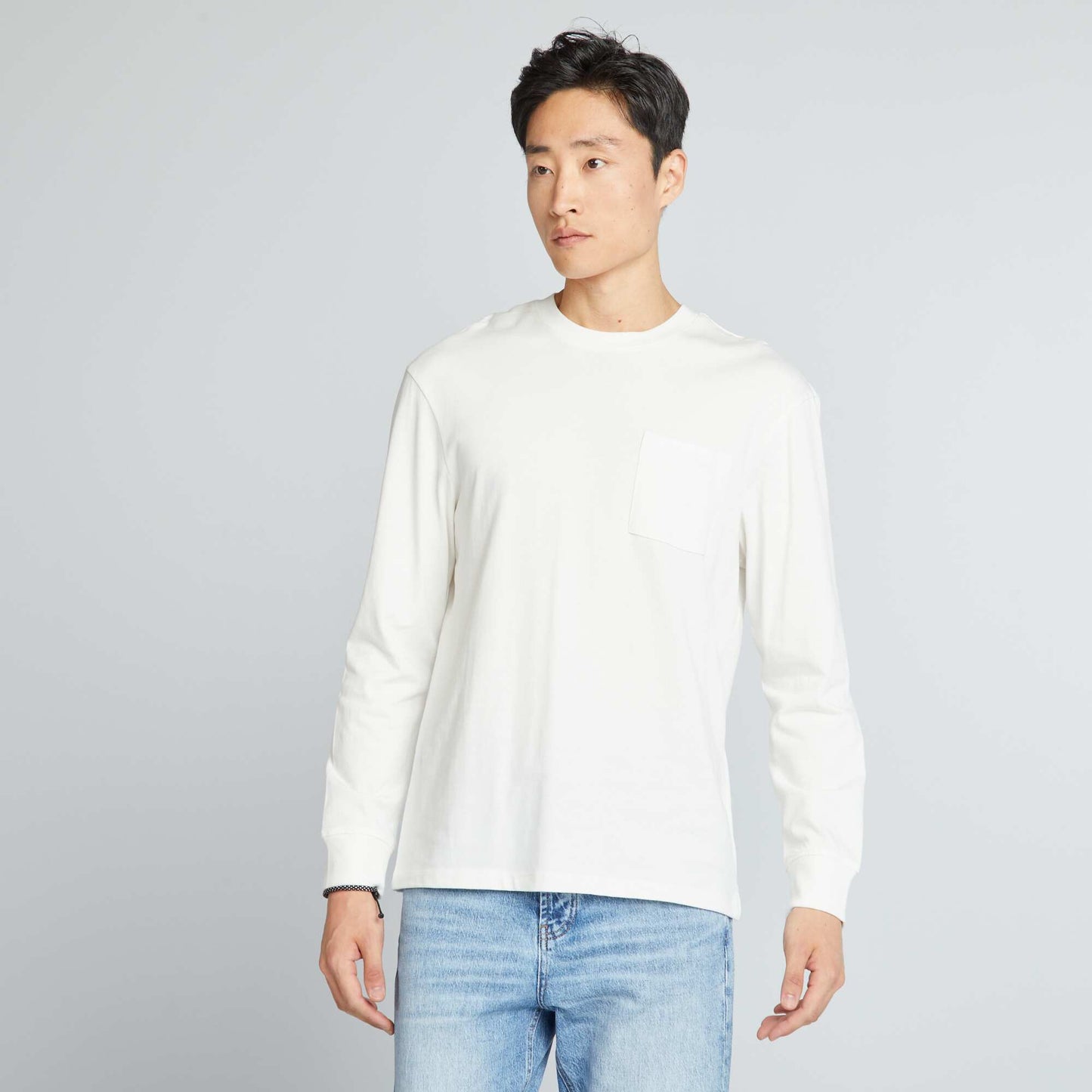 Long-sleeved jersey T-shirt White