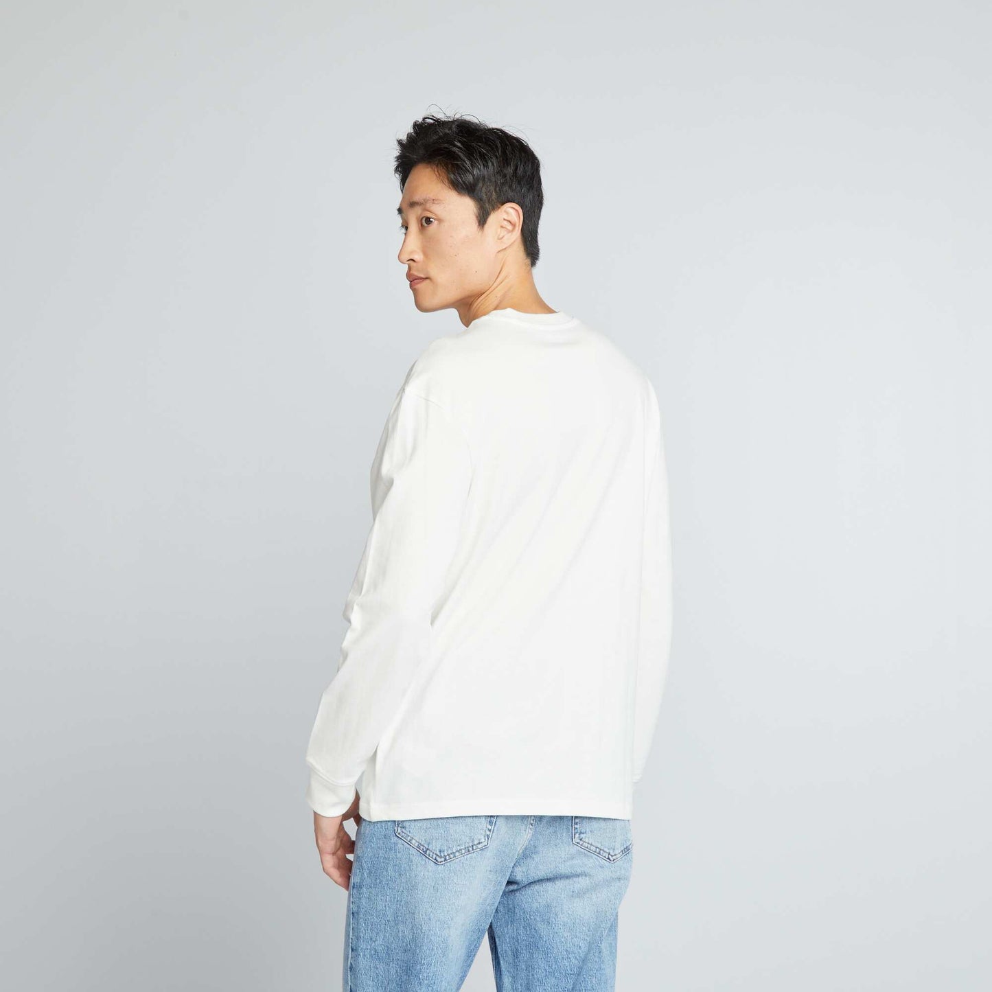 Long-sleeved jersey T-shirt White