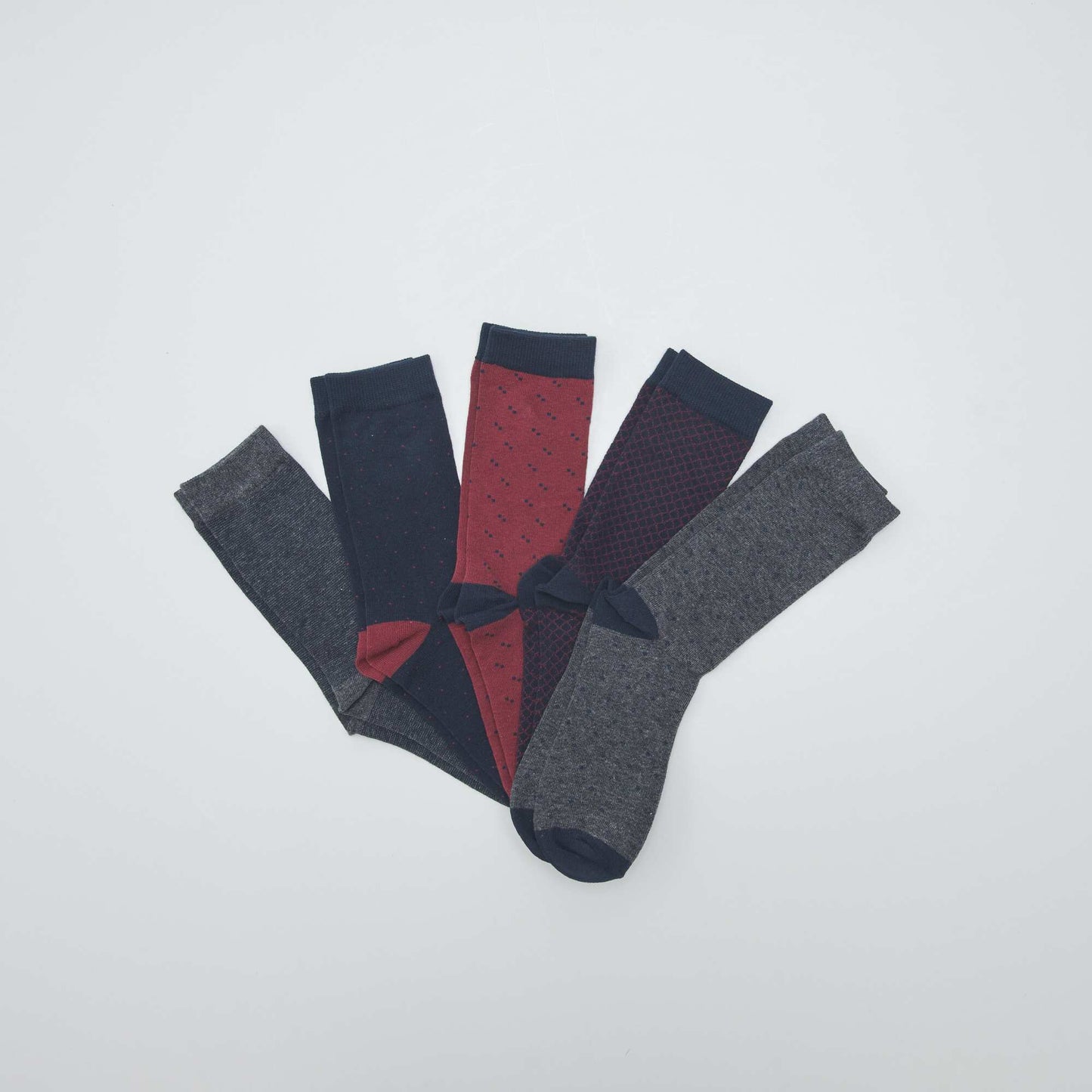 Pack of 5 pairs of fancy socks BURGUNDY1