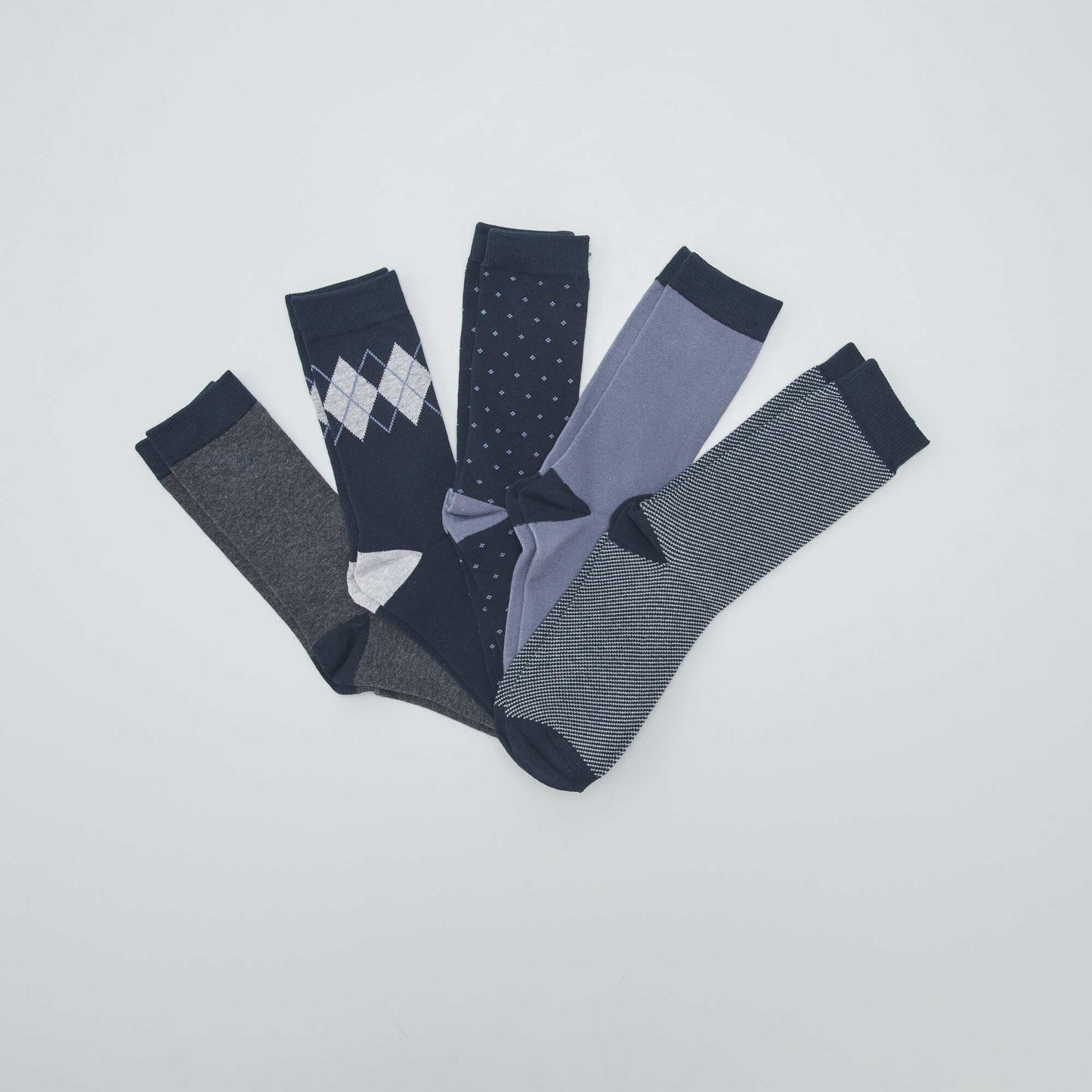 Pack of 5 pairs of fancy socks LOT BLUE