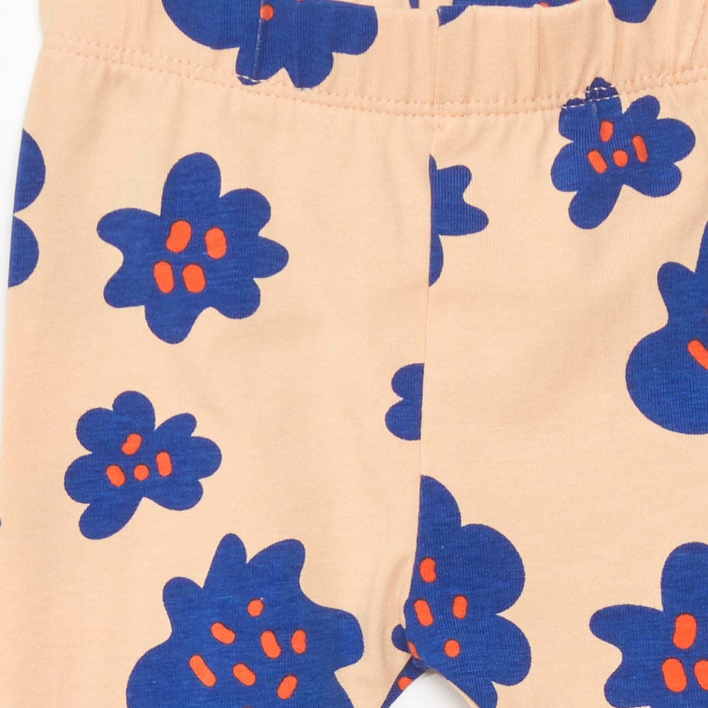 Leggings printed with giant flowers Orange/bleu