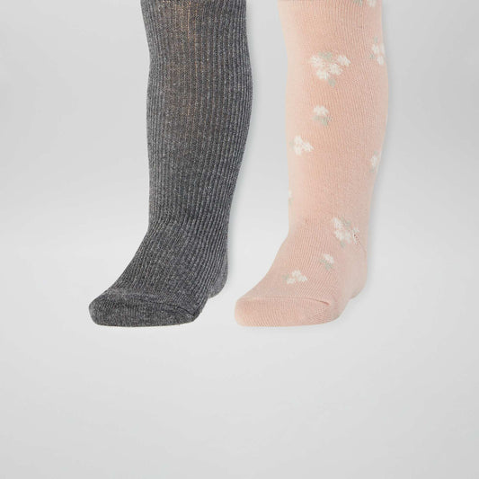 Pack of 2 pairs of warm tights PINK