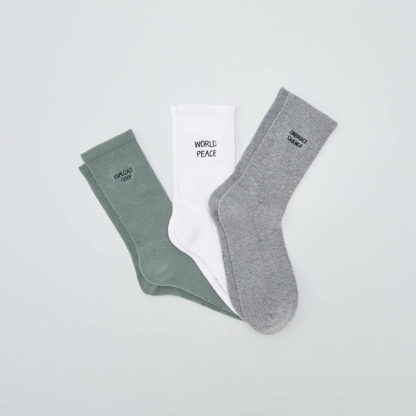 Pack of 3 pairs of socks with lettering KHAKI2