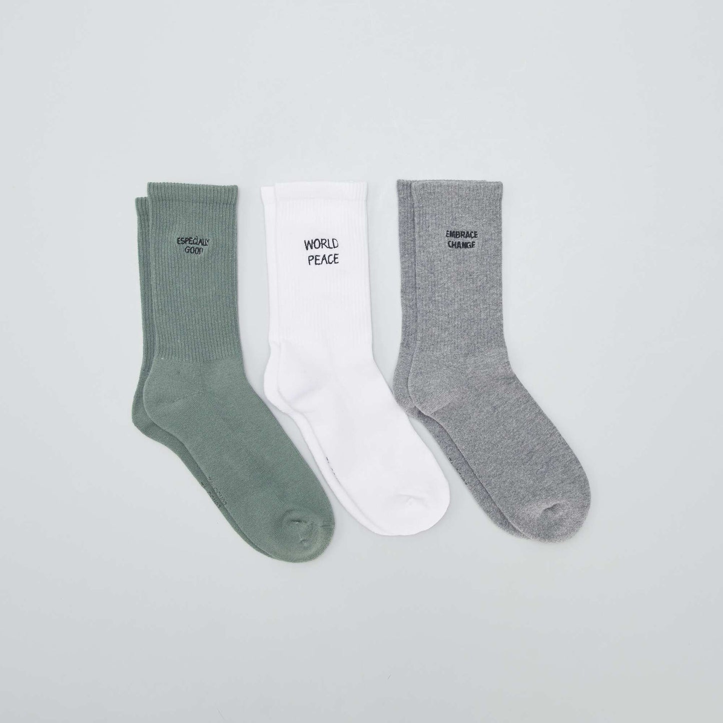 Pack of 3 pairs of socks with lettering KHAKI2