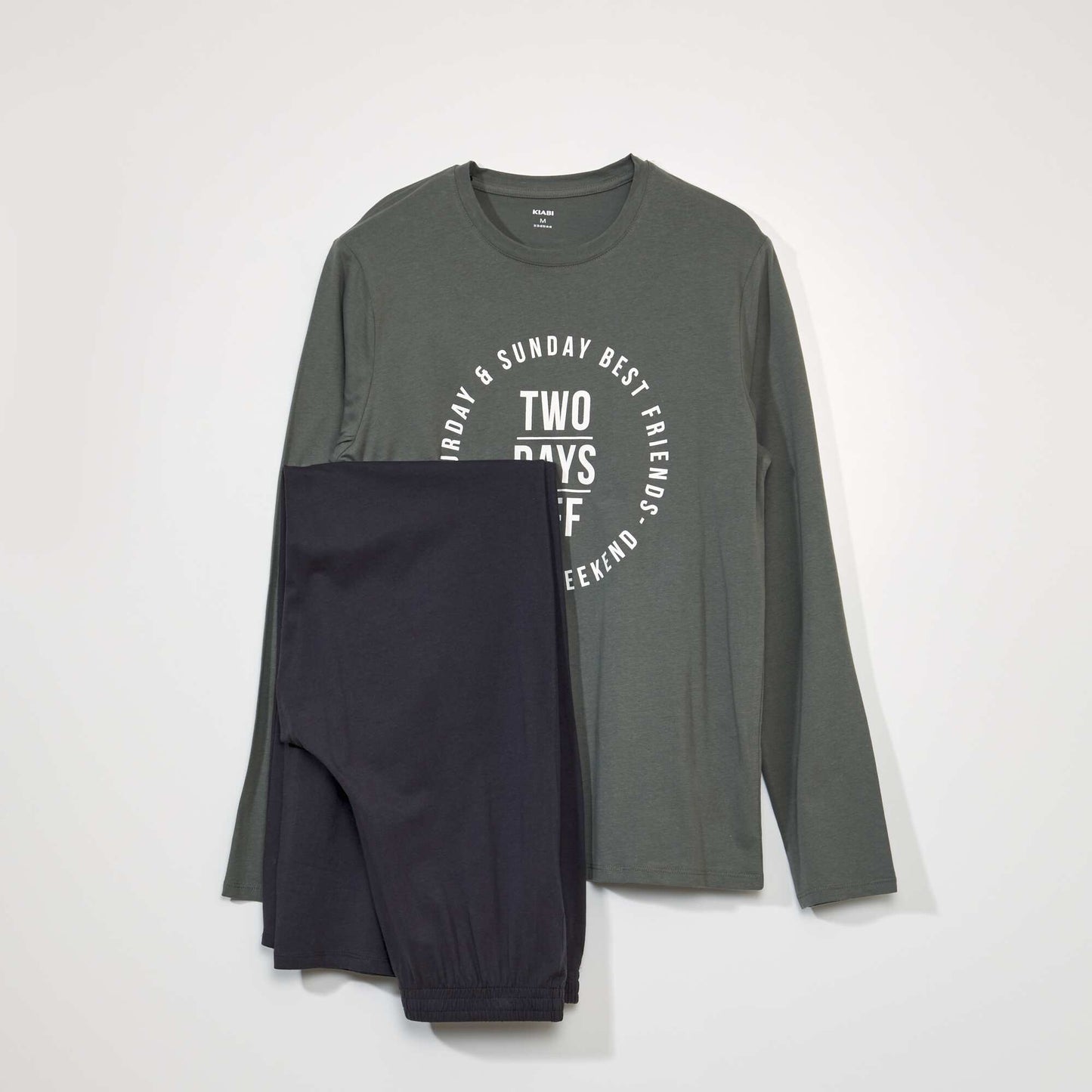 Long pyjamas - 'Weekend' lettering - 2-piece set GREEN3