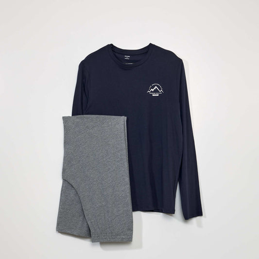 Long pyjamas - Mountain print - 2-piece set navy