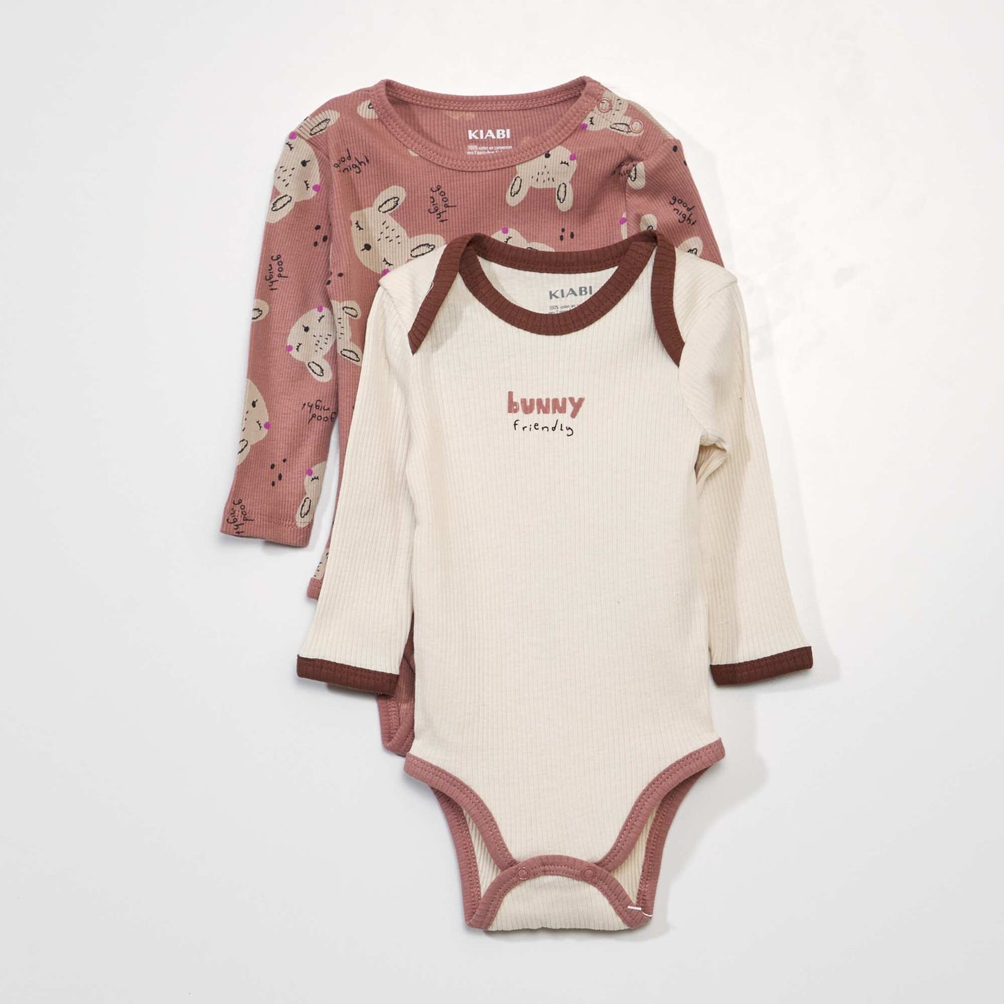 Pack of 2 ribbed knit bodysuits AO RABBIT