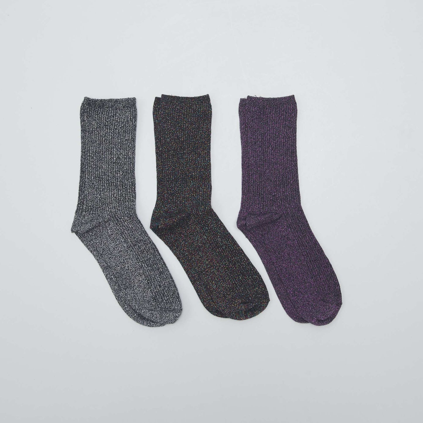 Pack of 3 pairs of glitter socks black