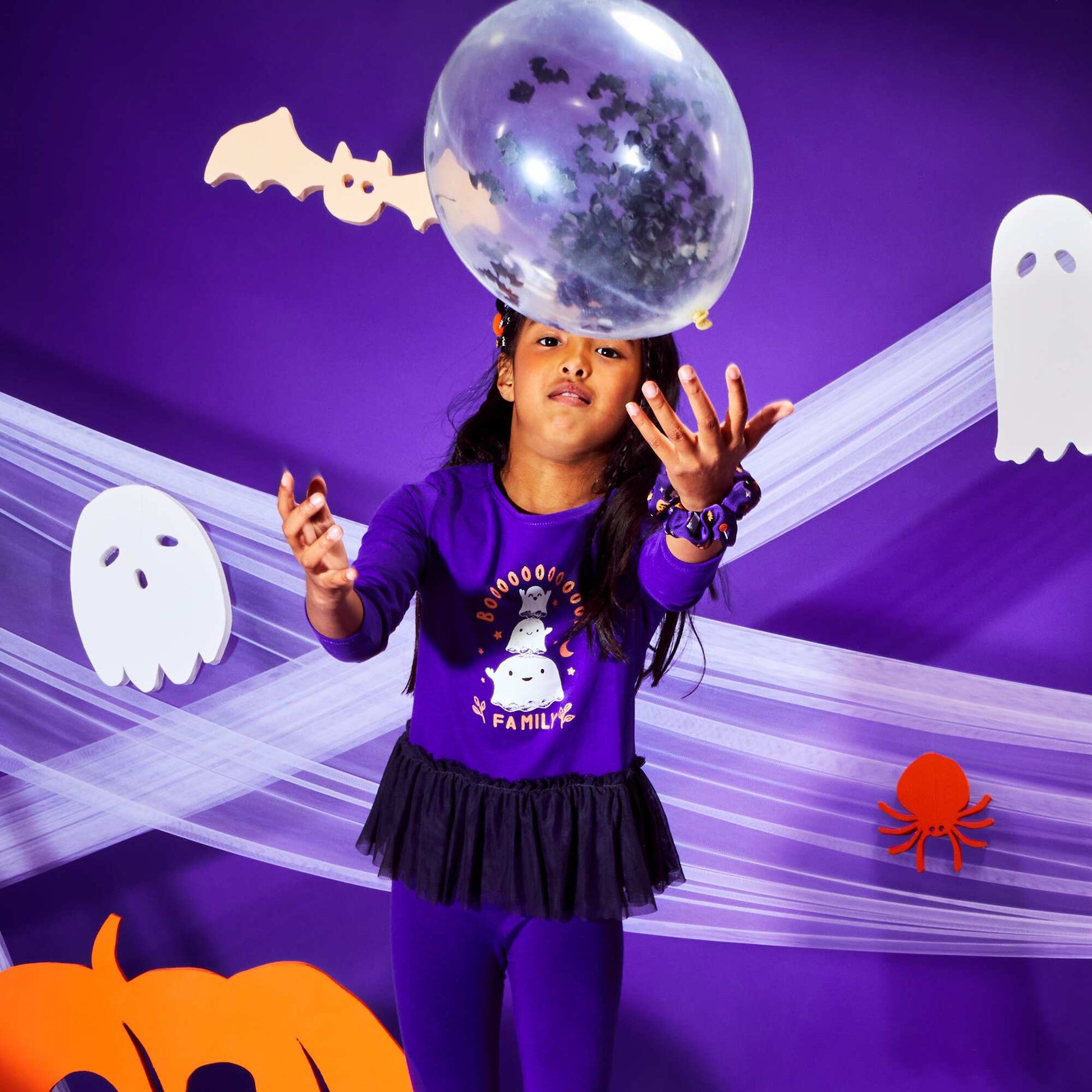 تي شيرت مطبوع مع إدراج من التول - Halloween W_PINKFANT