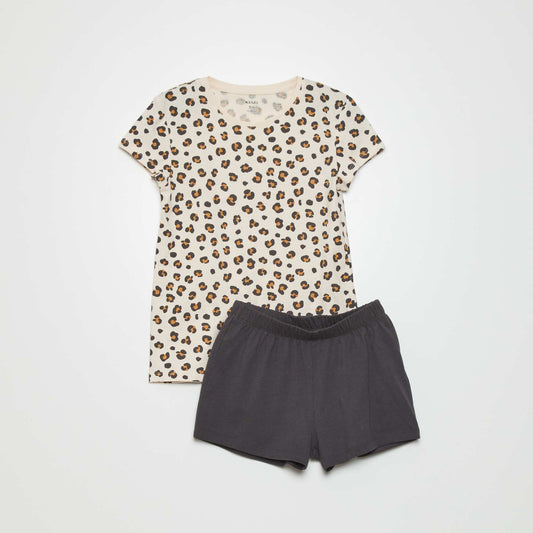 Short pyjamas - Leopard print - 2-piece set AO_LEOP