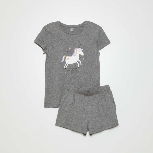 Short pyjamas - Unicorn print - 2-piece set GR_UNICORN