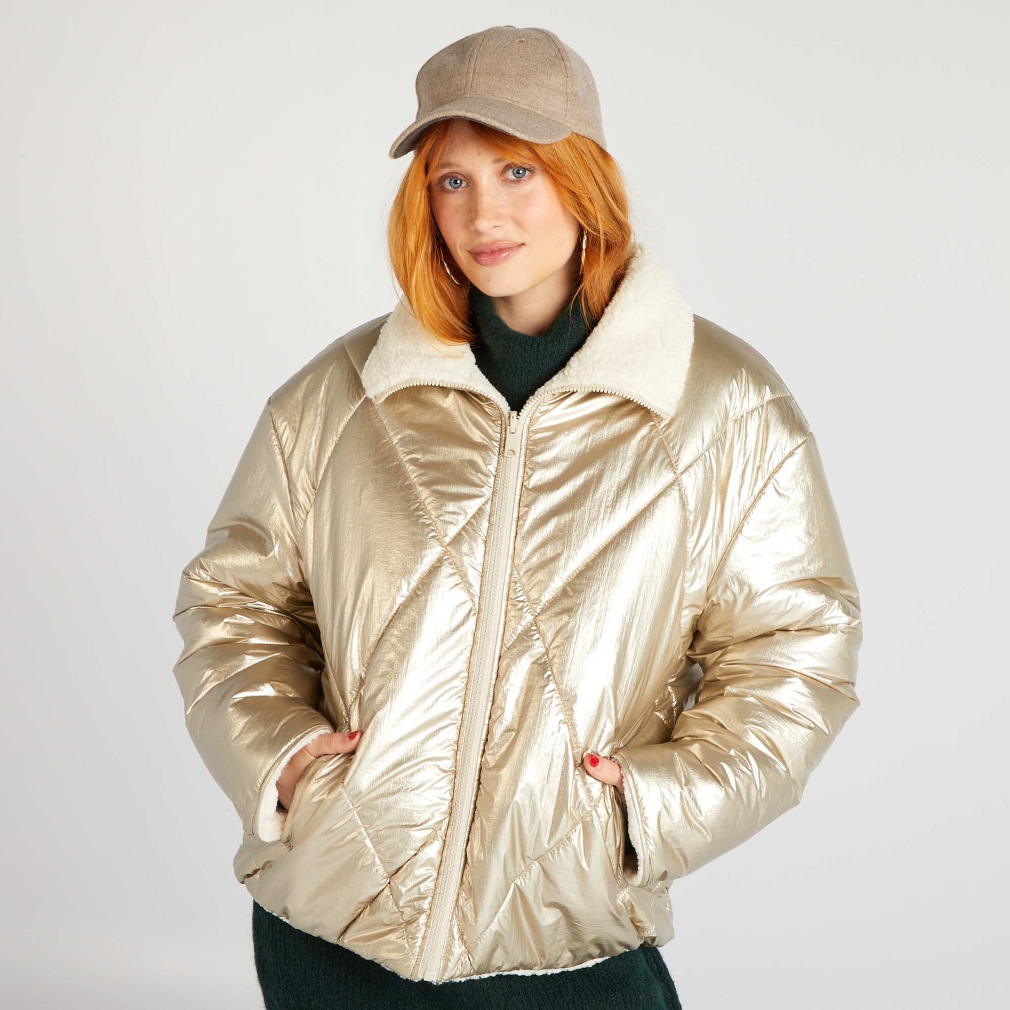 Reversible sherpa padded jacket GOLD AS SA