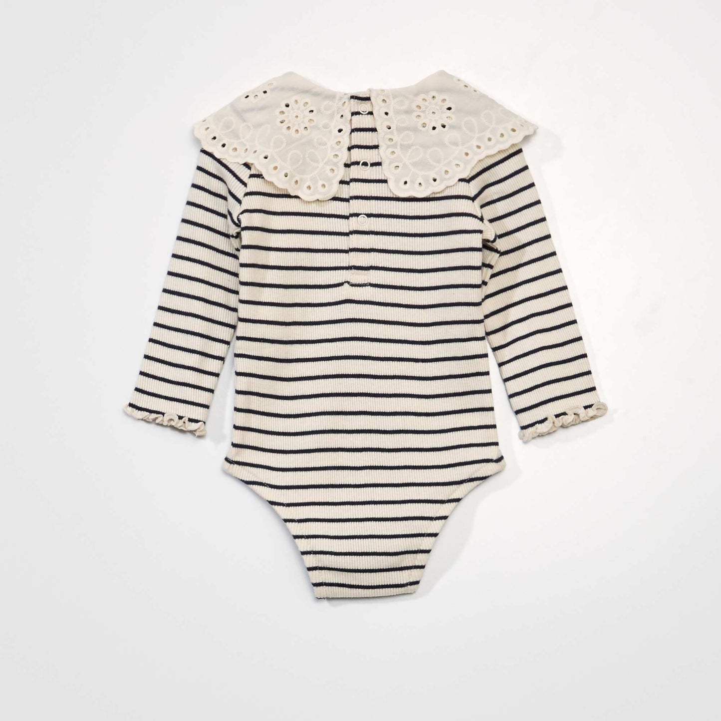 Pure cotton body with broderie anglaise collar WHITE