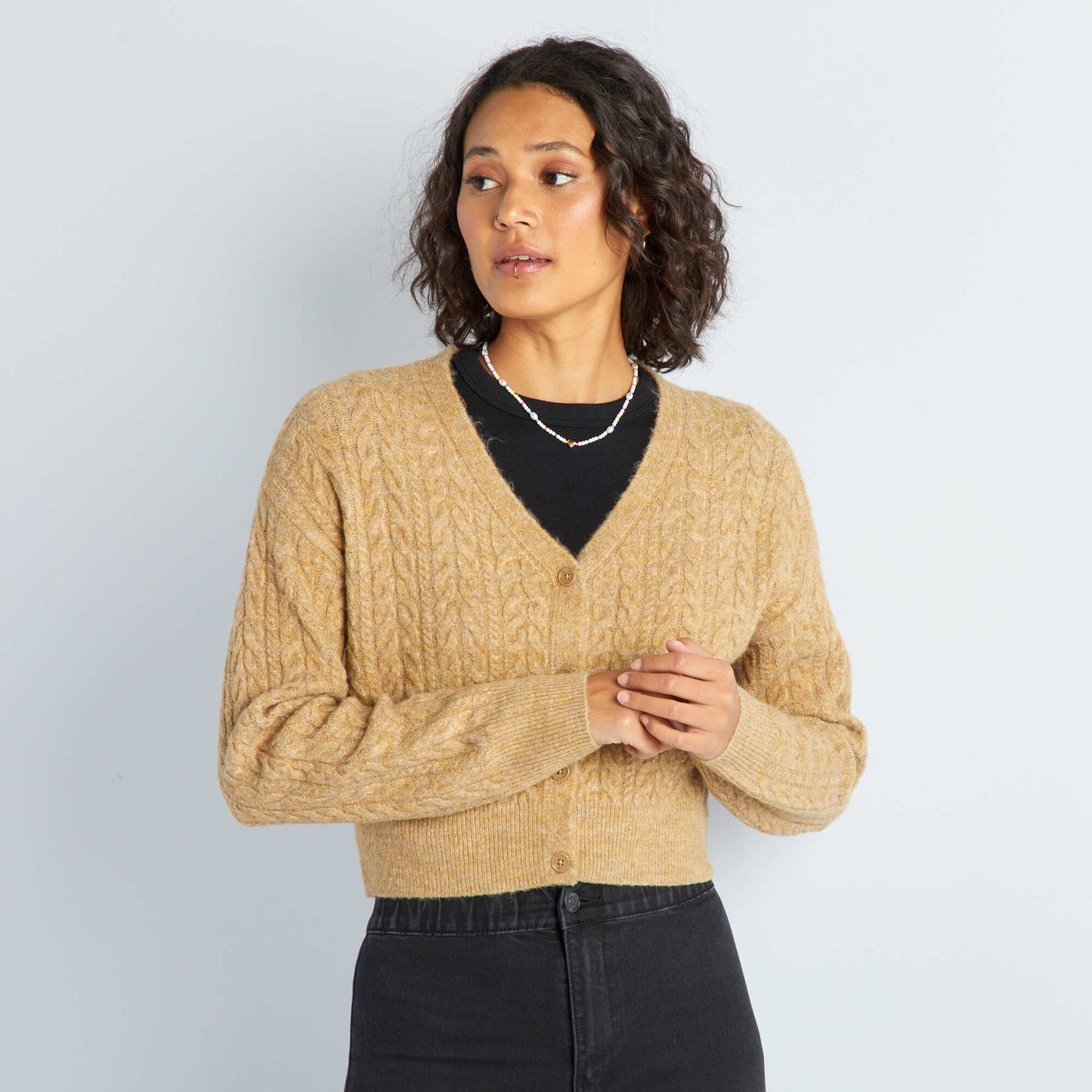 Cable knit cardigan BEIGE