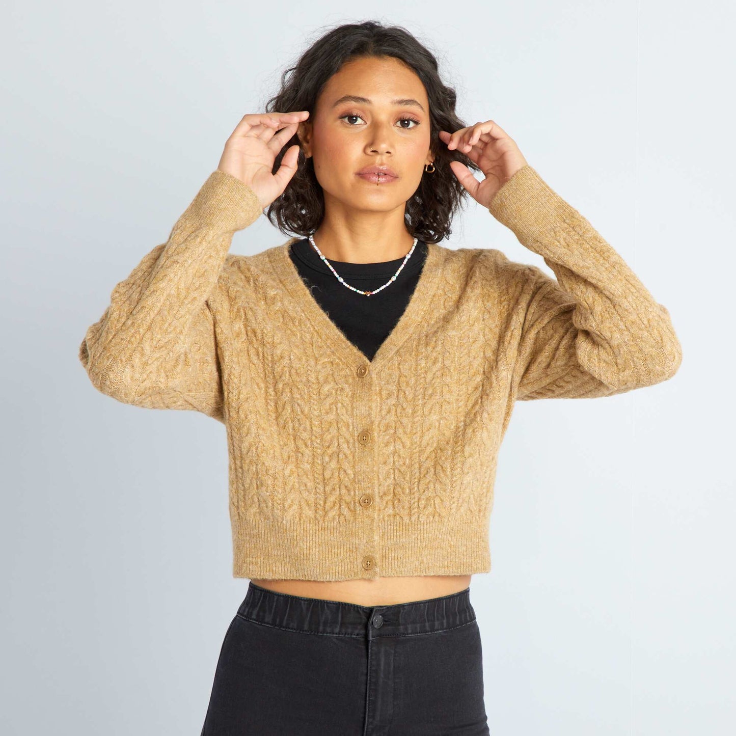 Cable knit cardigan BEIGE