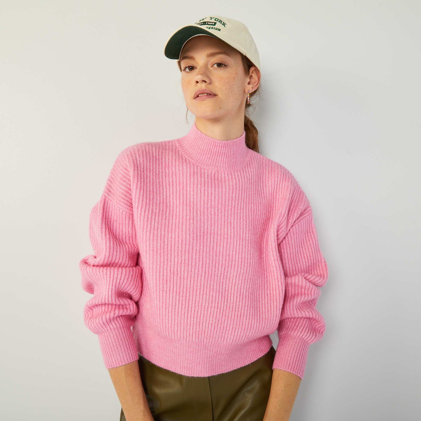 High neck sweater PINK