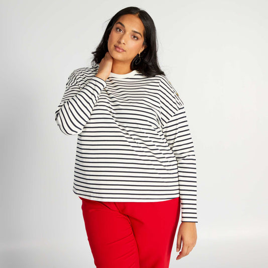 Striped long-sleeved T-shirt White