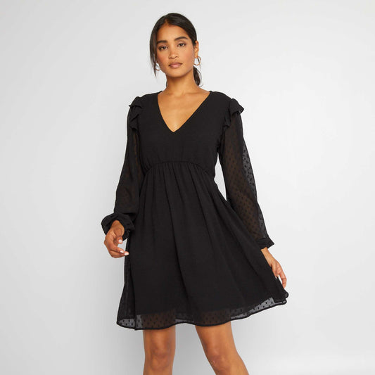 Short dotted tulle dress black
