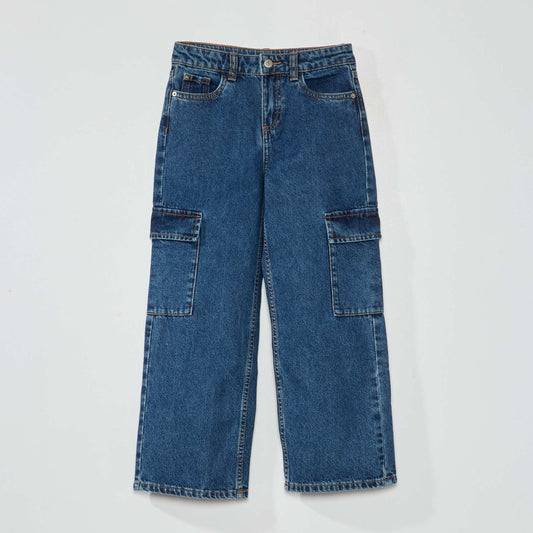 Denim trousers with flap pockets Blue