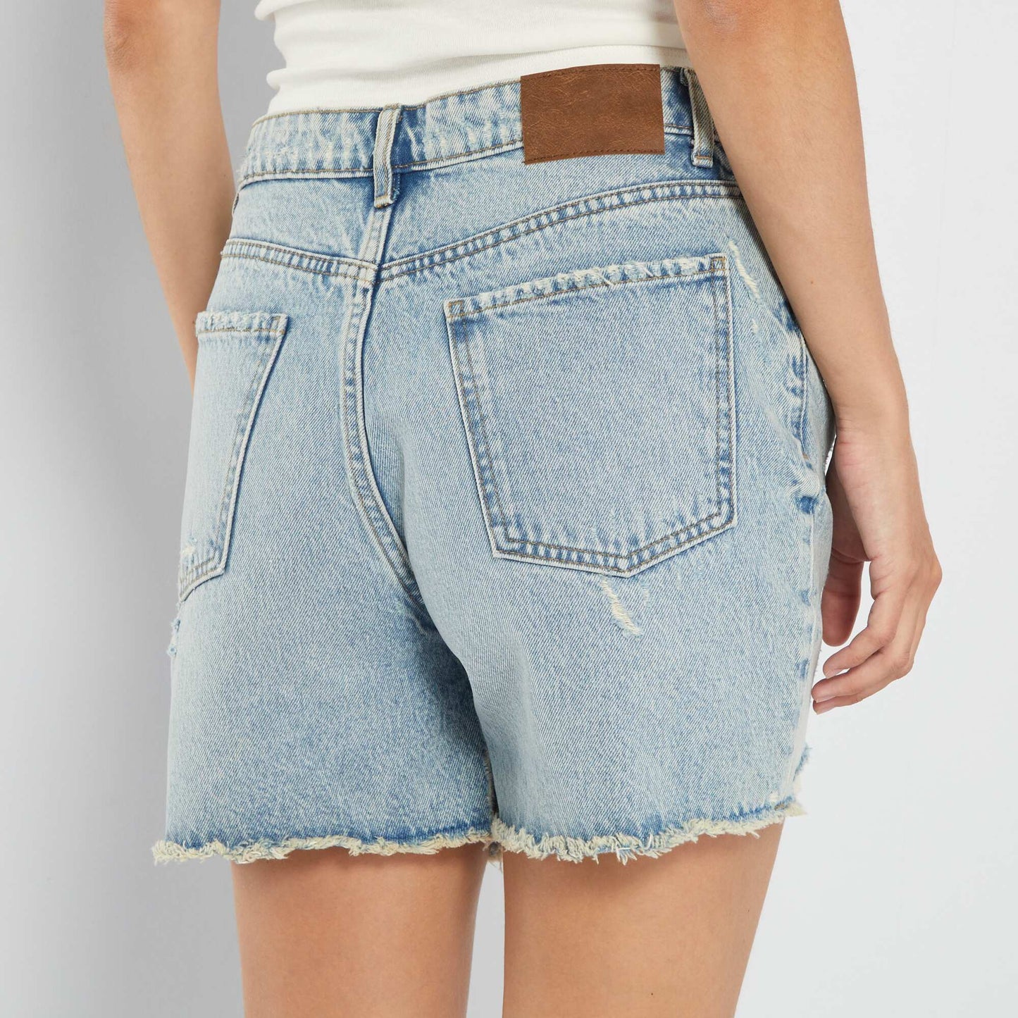 Denim shorts with fringed trim Blue